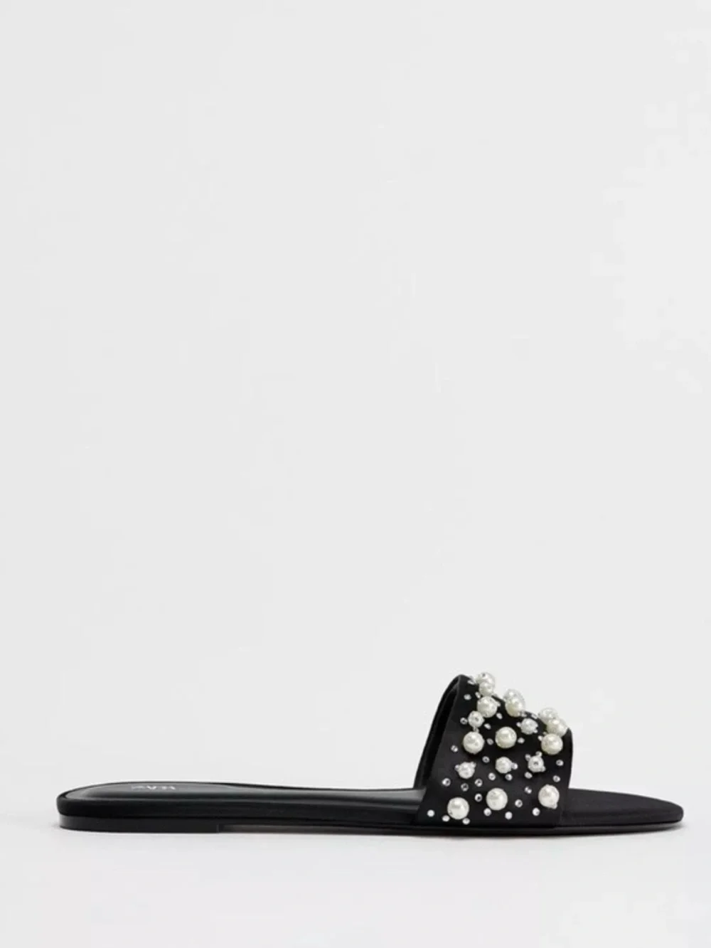Zara Black Pearl-Embellished Slide Sandals - Picture 4 of 5